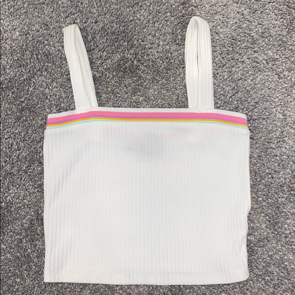 White/Multi-colored Crop Top
